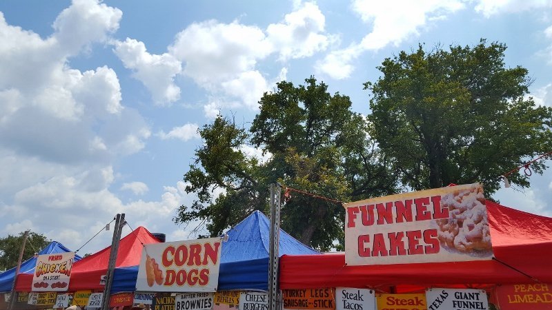 Social media for event marketing includes carnival or fair food trifecta chicken corn dogs funnel cakes at Brady TX Goat BBQ Cook Off